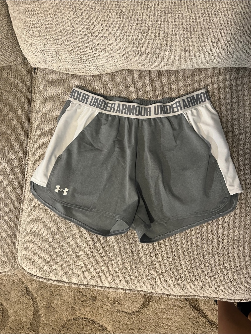 Under Armour Women's Gray Athletic Shorts with White Panels